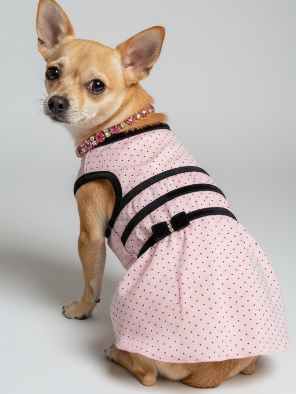 LuLu Pink Baby Pink Polka Dot Dog Dress